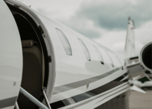 A close up of the side of an airplane.